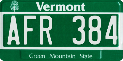 VT license plate AFR384