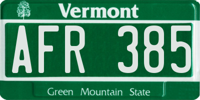 VT license plate AFR385