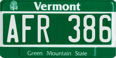 VT license plate AFR386