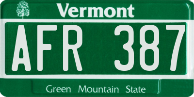 VT license plate AFR387