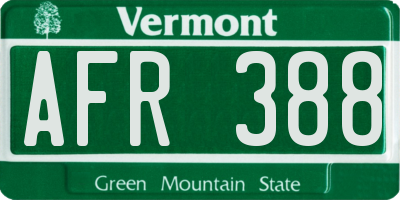 VT license plate AFR388