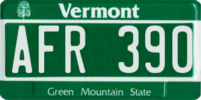 VT license plate AFR390