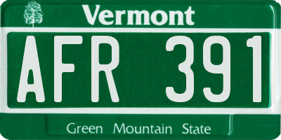 VT license plate AFR391