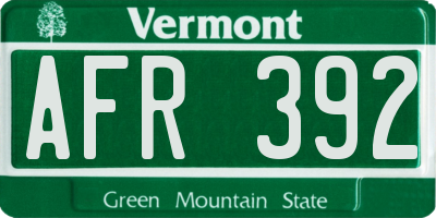 VT license plate AFR392