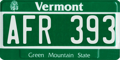 VT license plate AFR393