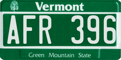 VT license plate AFR396