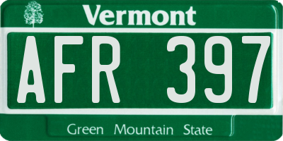 VT license plate AFR397