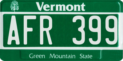 VT license plate AFR399