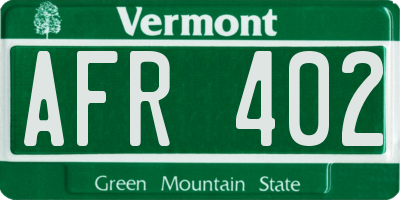 VT license plate AFR402