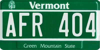 VT license plate AFR404