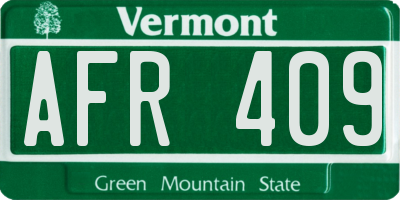 VT license plate AFR409