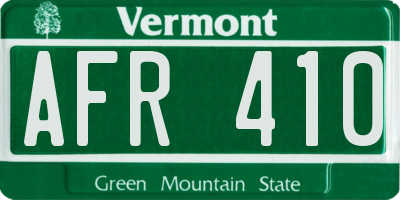 VT license plate AFR410