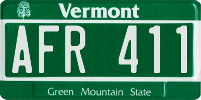 VT license plate AFR411