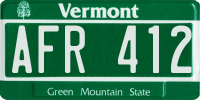 VT license plate AFR412