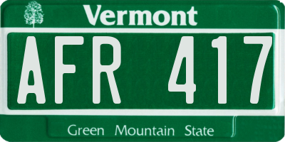 VT license plate AFR417