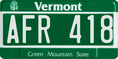 VT license plate AFR418