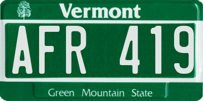 VT license plate AFR419