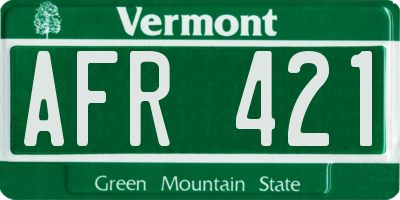 VT license plate AFR421