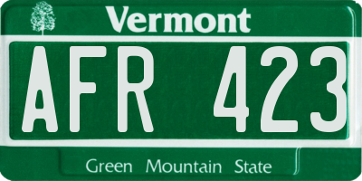 VT license plate AFR423