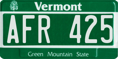 VT license plate AFR425