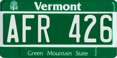 VT license plate AFR426
