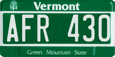 VT license plate AFR430