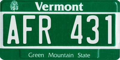 VT license plate AFR431