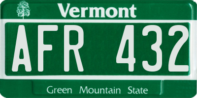 VT license plate AFR432