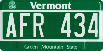 VT license plate AFR434