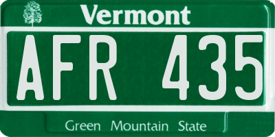 VT license plate AFR435
