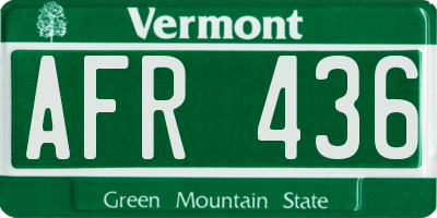 VT license plate AFR436