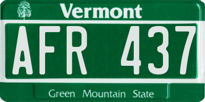 VT license plate AFR437