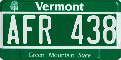 VT license plate AFR438