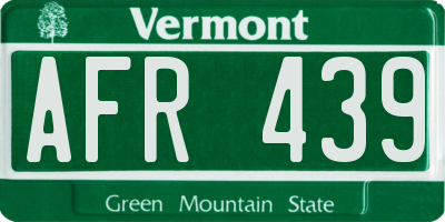 VT license plate AFR439