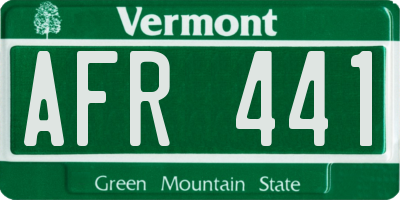VT license plate AFR441