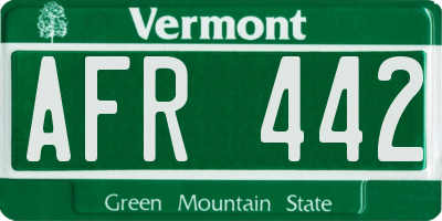 VT license plate AFR442