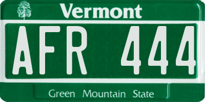VT license plate AFR444