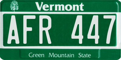 VT license plate AFR447
