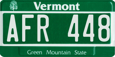 VT license plate AFR448