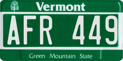 VT license plate AFR449