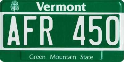 VT license plate AFR450