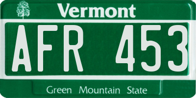 VT license plate AFR453
