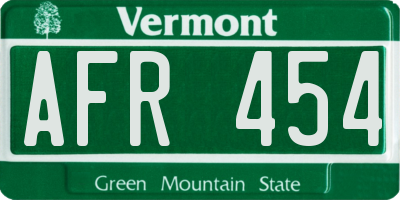 VT license plate AFR454