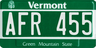 VT license plate AFR455
