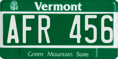 VT license plate AFR456