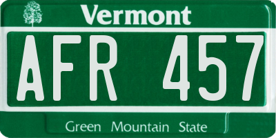 VT license plate AFR457
