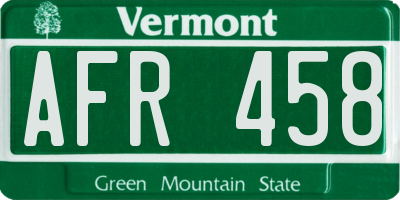 VT license plate AFR458