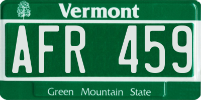 VT license plate AFR459
