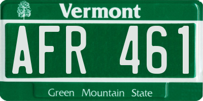 VT license plate AFR461
