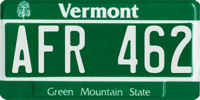 VT license plate AFR462